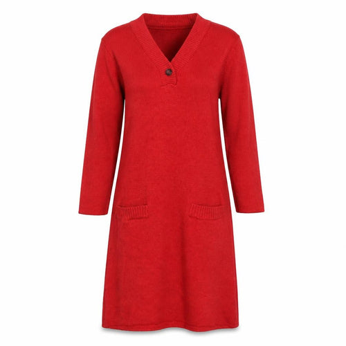 Mango Women’s Red Wool Blend Knee Length Jumper Dress Size S