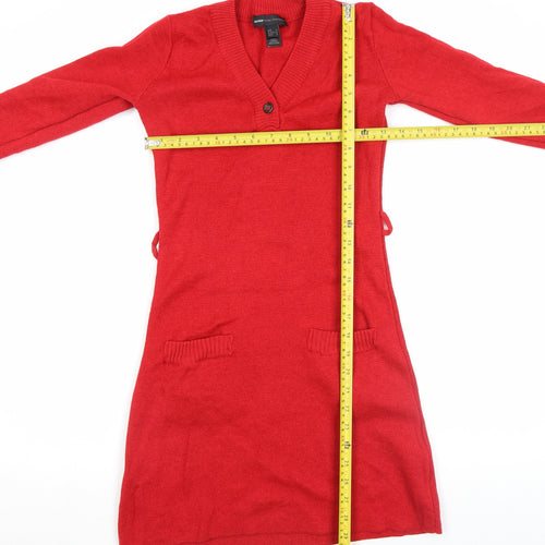 Mango Women’s Red Wool Blend Knee Length Jumper Dress Size S