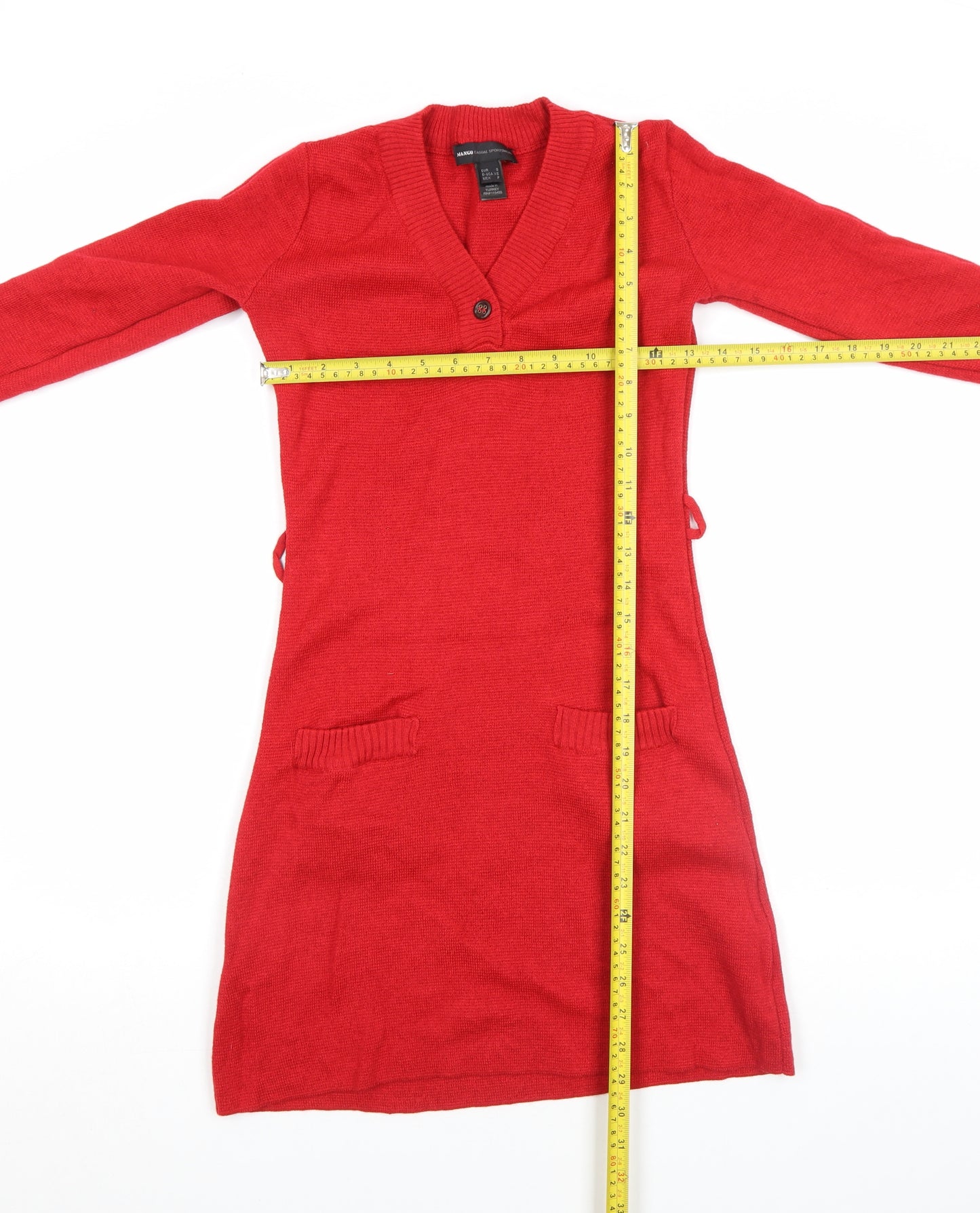 Mango Women’s Red Wool Blend Knee Length Jumper Dress Size S