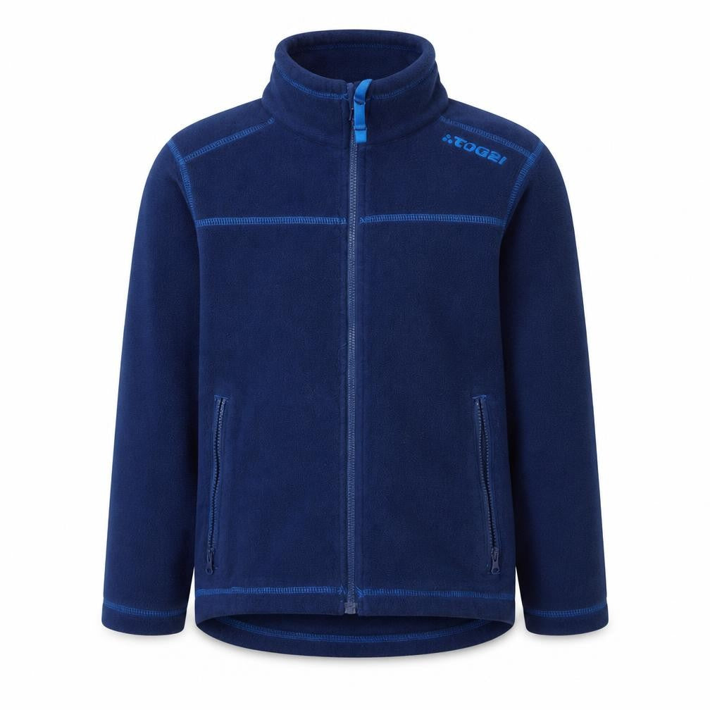 Front view of TOG24 boys’ blue fleece zip up basic jacket 7-8 years