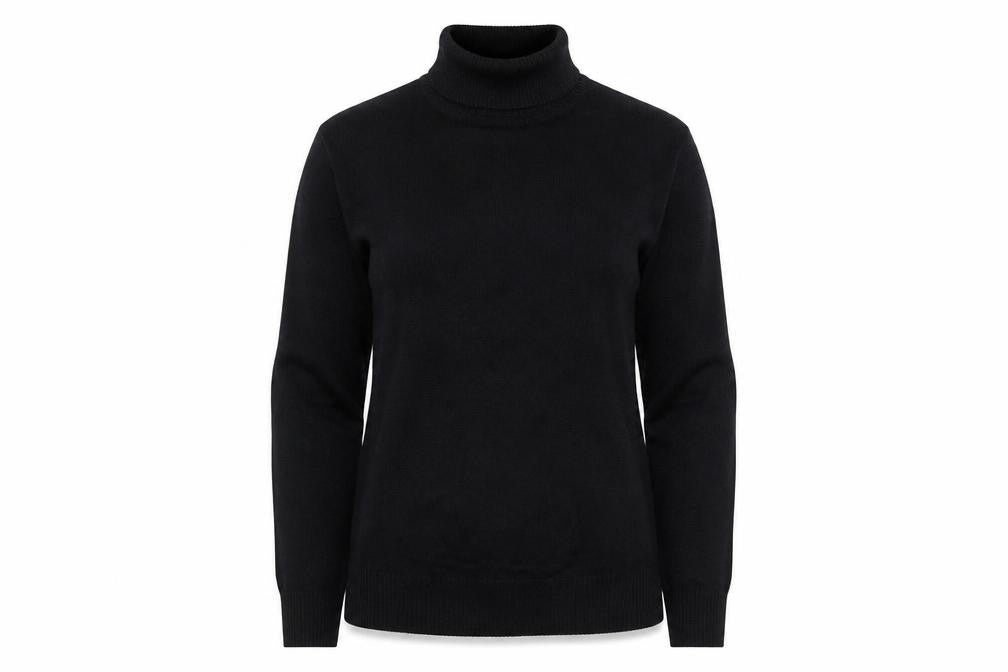Soulstar Women Black Roll Neck Cotton Tall Jumper M