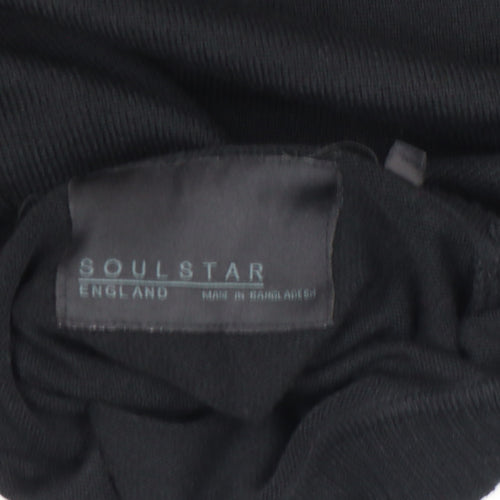 Soulstar Women Black Roll Neck Cotton Tall Jumper M