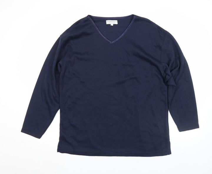 Globerange Collection Women’s Blue V-Neck Long Sleeve Jersey Top M