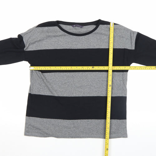 Marks and Spencer Women’s Grey Striped 3/4 Sleeve Jersey T-Shirt Size 12