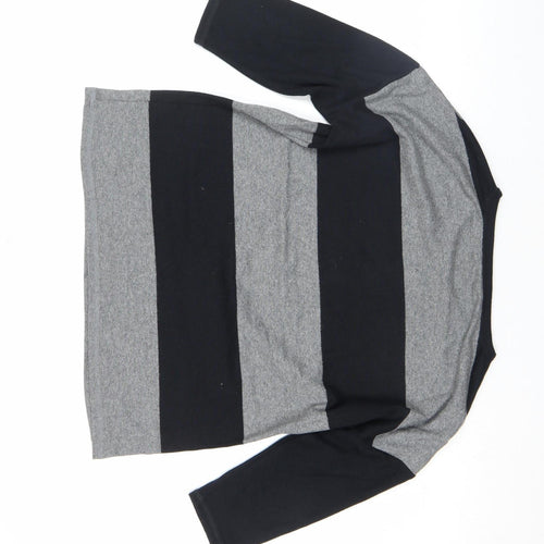 Marks and Spencer Women’s Grey Striped 3/4 Sleeve Jersey T-Shirt Size 12