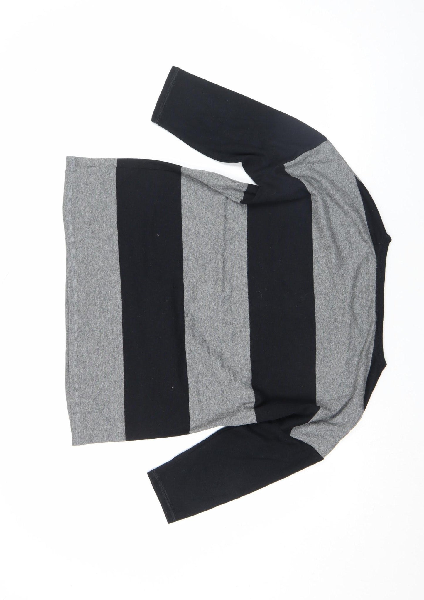 Marks and Spencer Women’s Grey Striped 3/4 Sleeve Jersey T-Shirt Size 12