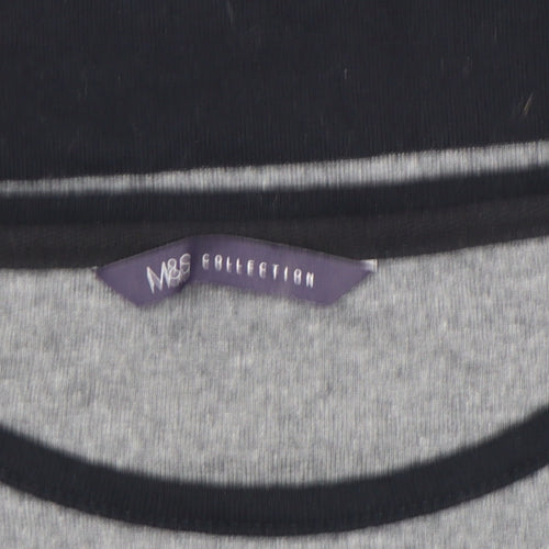 Marks and Spencer Women’s Grey Striped 3/4 Sleeve Jersey T-Shirt Size 12