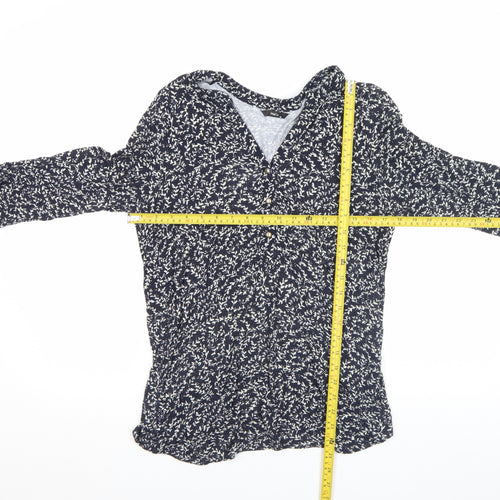 M&Co Women's Blue Floral 3/4 Sleeve V-Neck Tunic Blouse Size 14