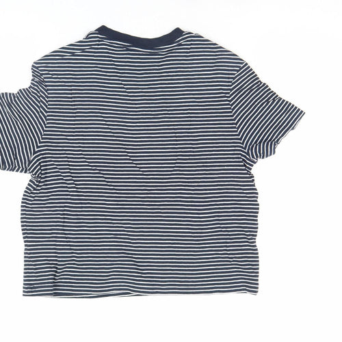 Jack Wills Womens Blue Striped Cropped Cotton T-Shirt Size 6