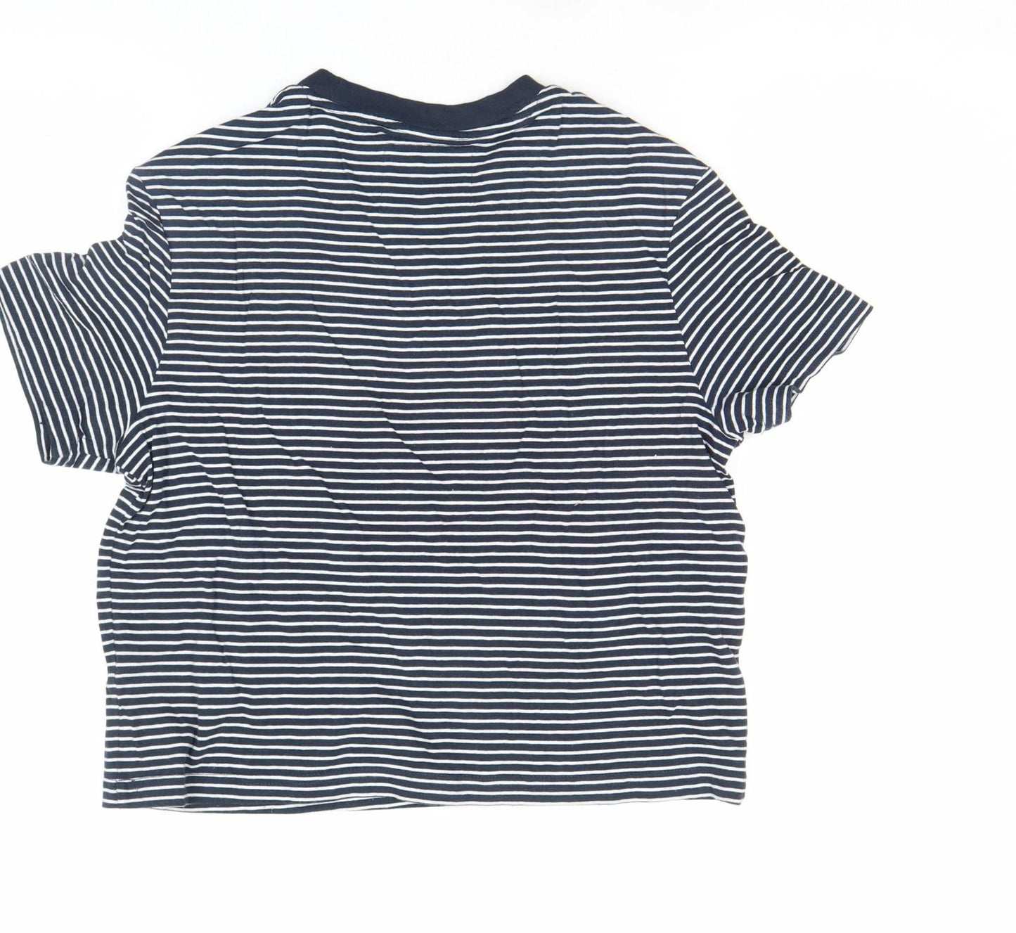 Jack Wills Womens Blue Striped Cropped Cotton T-Shirt Size 6