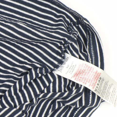 Jack Wills Womens Blue Striped Cropped Cotton T-Shirt Size 6