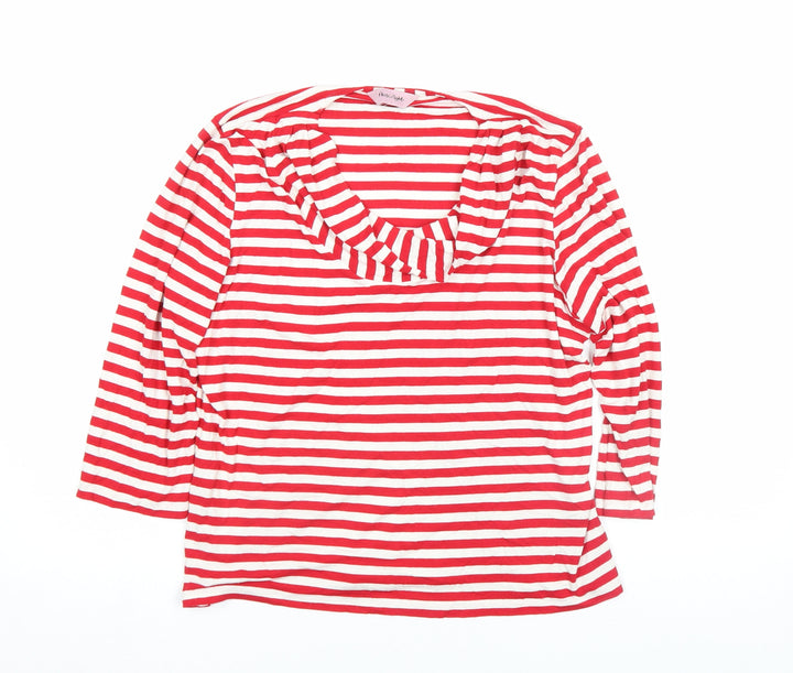 Phase Eight Women’s Red White Striped 3/4 Sleeve Scoop Neck Jersey Top Size 18