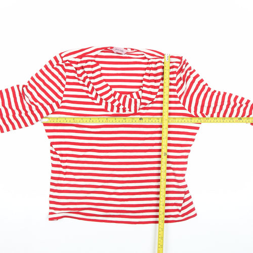 Phase Eight Women’s Red White Striped 3/4 Sleeve Scoop Neck Jersey Top Size 18