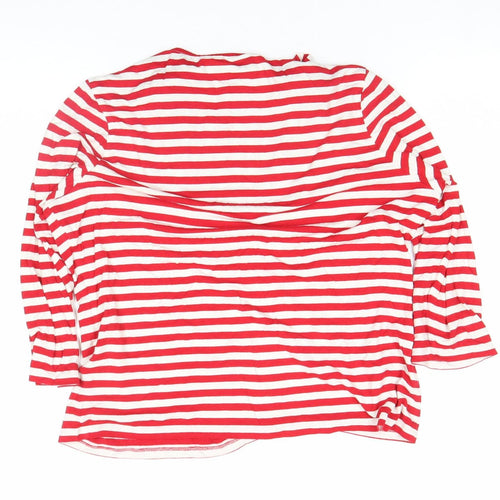 Phase Eight Women’s Red White Striped 3/4 Sleeve Scoop Neck Jersey Top Size 18