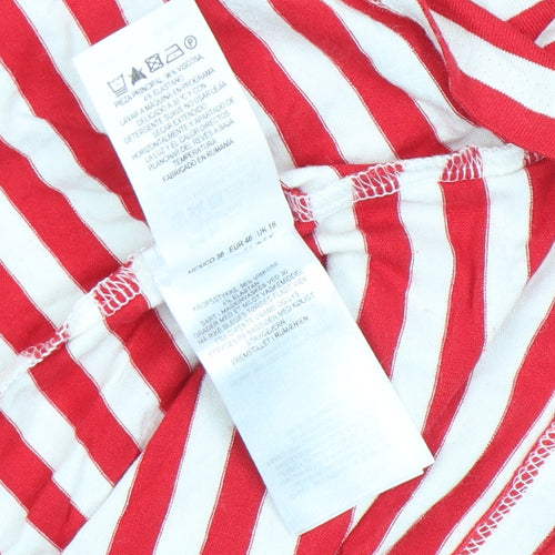Phase Eight Women’s Red White Striped 3/4 Sleeve Scoop Neck Jersey Top Size 18