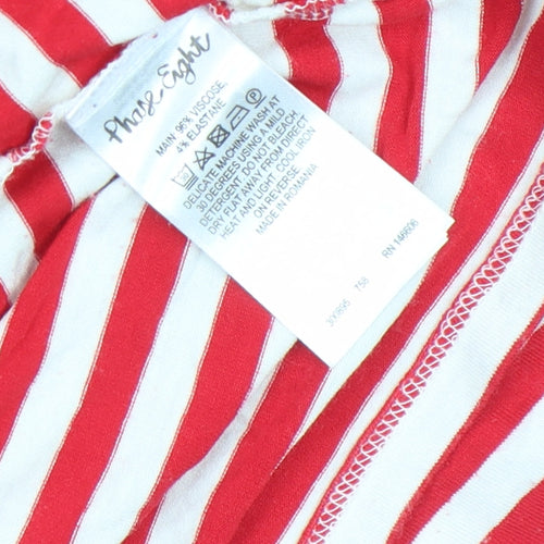 Phase Eight Women’s Red White Striped 3/4 Sleeve Scoop Neck Jersey Top Size 18