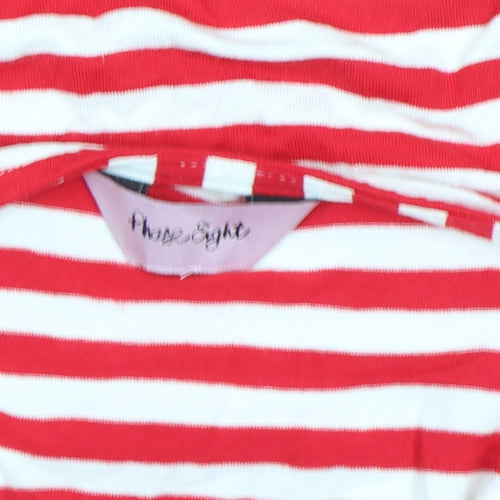 Phase Eight Women’s Red White Striped 3/4 Sleeve Scoop Neck Jersey Top Size 18