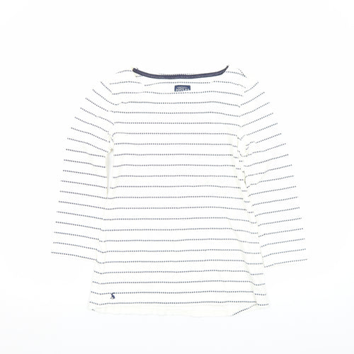 Joules Women's White Striped 3/4 Sleeve Boat Neck Cotton Top Size 8