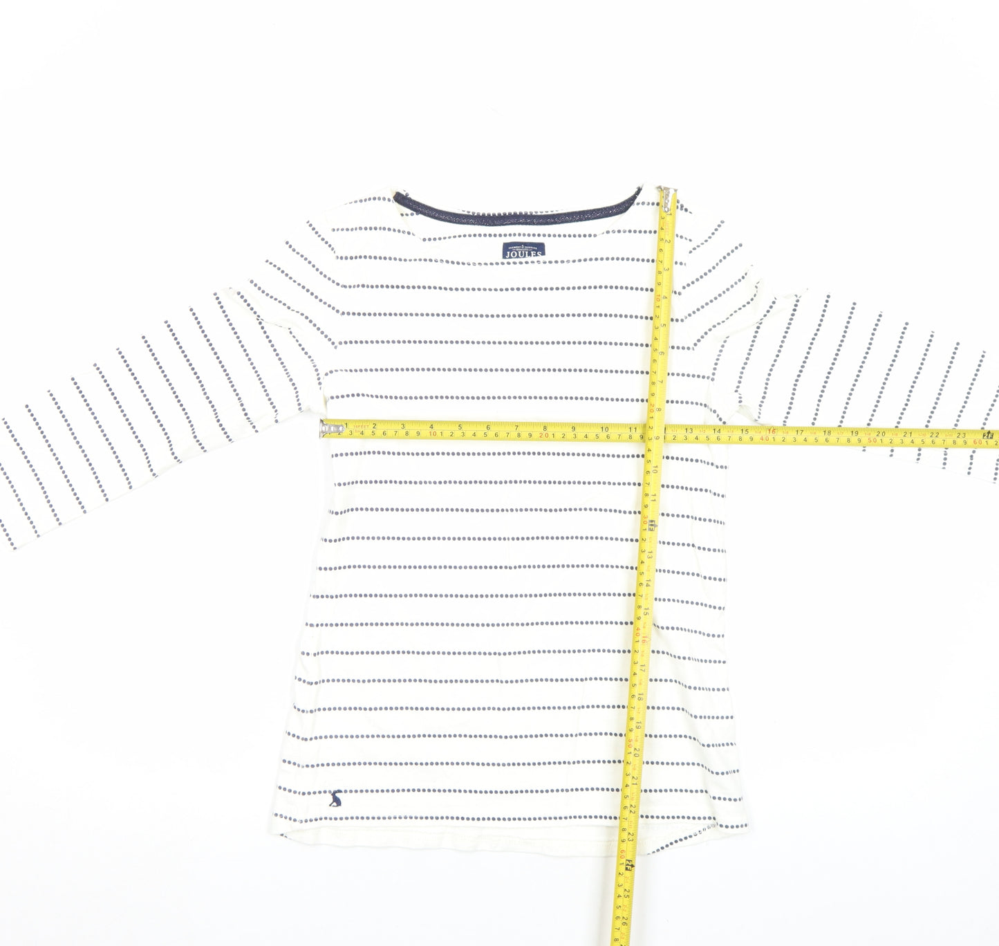 Joules Women's White Striped 3/4 Sleeve Boat Neck Cotton Top Size 8