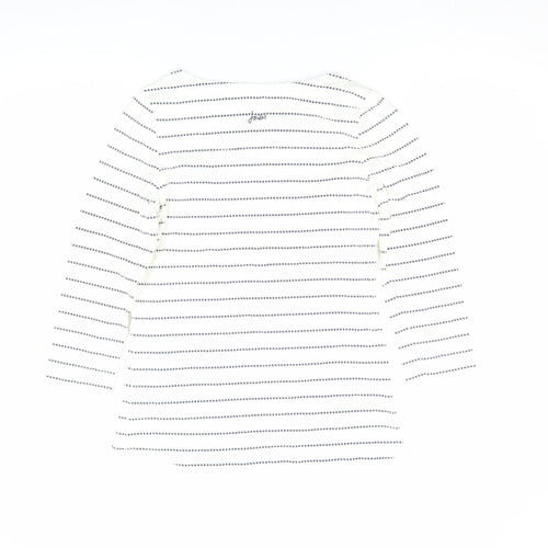 Joules Women's White Striped 3/4 Sleeve Boat Neck Cotton Top Size 8