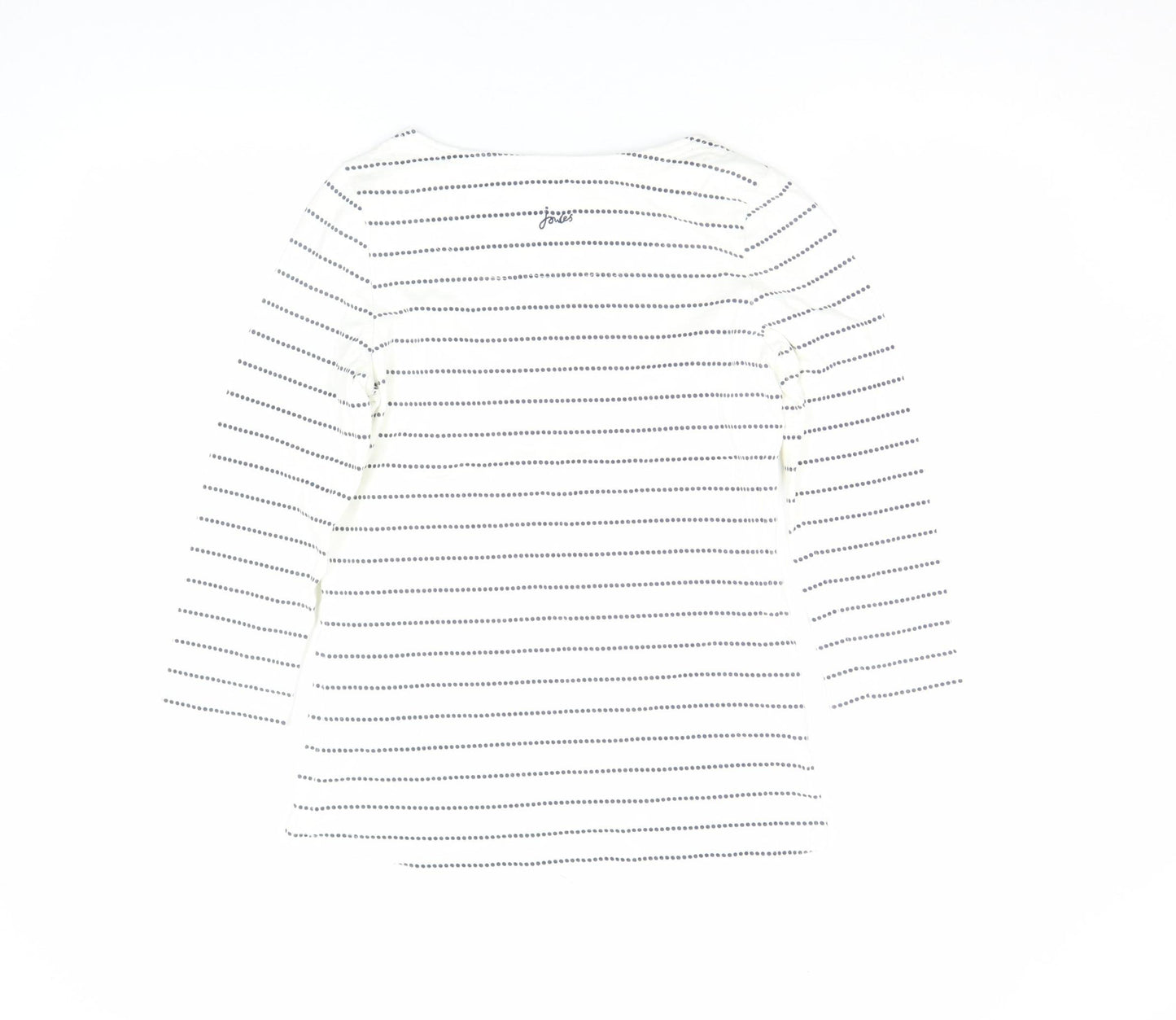 Joules Women's White Striped 3/4 Sleeve Boat Neck Cotton Top Size 8