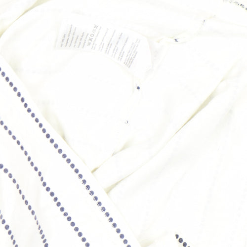 Joules Women's White Striped 3/4 Sleeve Boat Neck Cotton Top Size 8
