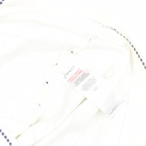 Joules Women's White Striped 3/4 Sleeve Boat Neck Cotton Top Size 8