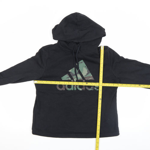 Adidas Women Black Pullover Hoodie Size M Camo Logo Cotton Blend