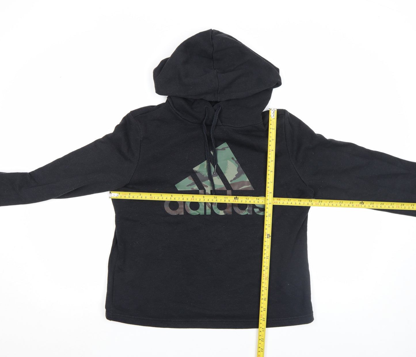 Adidas Women Black Pullover Hoodie Size M Camo Logo Cotton Blend