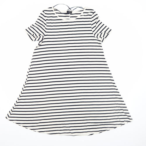 F&F Women’s Navy White Stripe A-Line Jersey Knee Dress Size 12