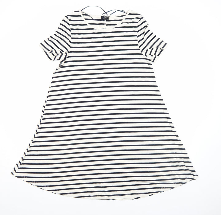 F&F Women’s Navy White Stripe A-Line Jersey Knee Dress Size 12
