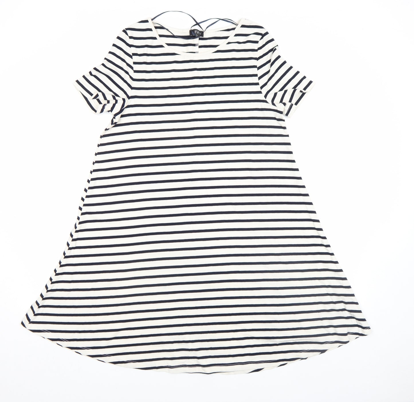F&F Women’s Navy White Stripe A-Line Jersey Knee Dress Size 12