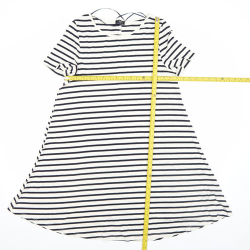 F&F Women’s Navy White Stripe A-Line Jersey Knee Dress Size 12