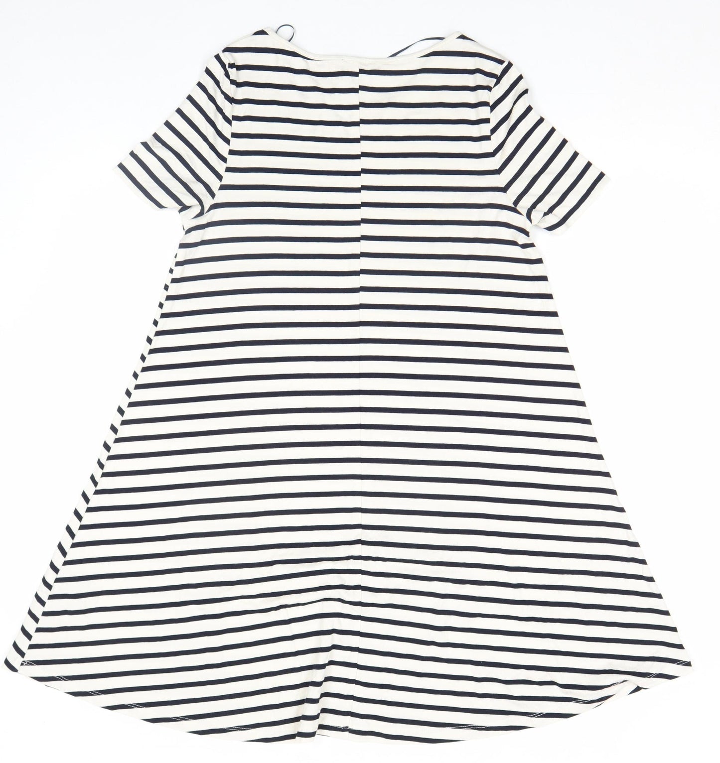 F&F Women’s Navy White Stripe A-Line Jersey Knee Dress Size 12