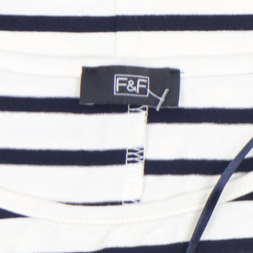 F&F Women’s Navy White Stripe A-Line Jersey Knee Dress Size 12