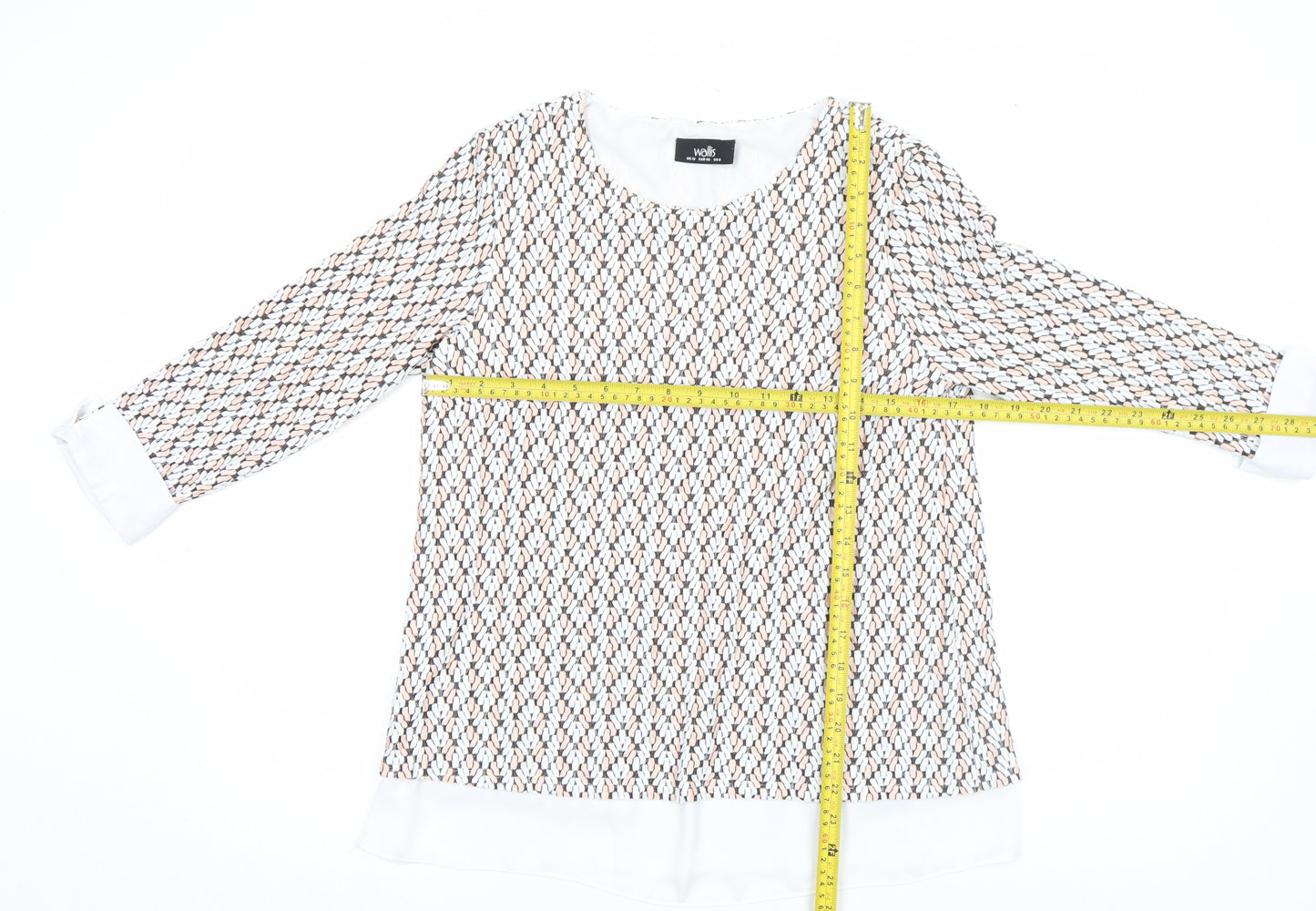 Wallis Womens Multicoloured Geometric Tunic Blouse UK 12 3/4 Sleeve