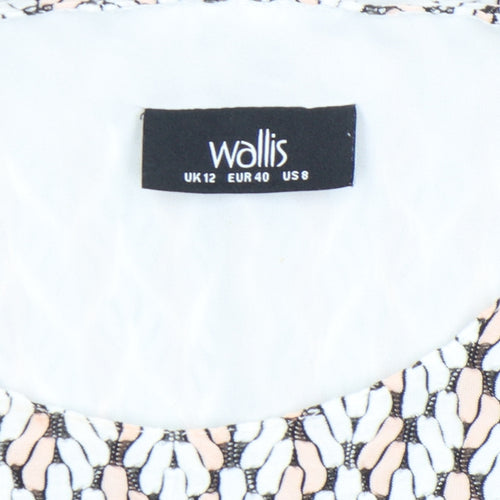 Wallis Womens Multicoloured Geometric Tunic Blouse UK 12 3/4 Sleeve