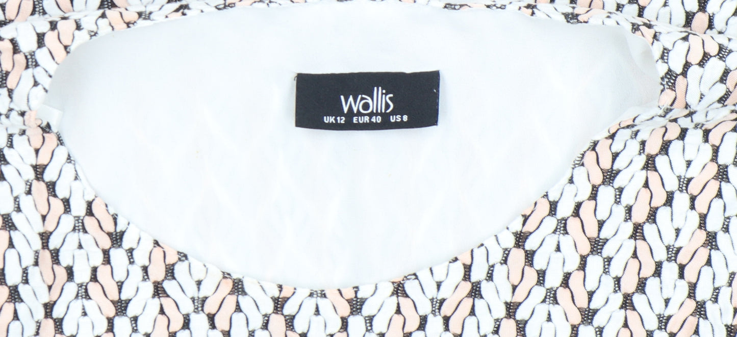 Wallis Womens Multicoloured Geometric Tunic Blouse UK 12 3/4 Sleeve