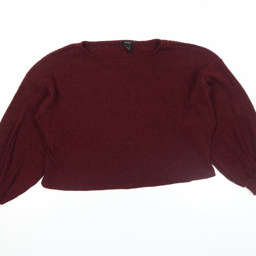 Forever 21 Womens Wine Red Jumper Size M Long Sleeve Knit Top
