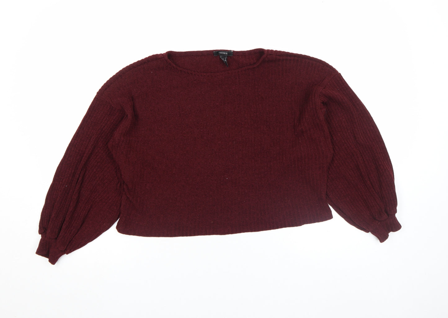 Forever 21 Womens Wine Red Jumper Size M Long Sleeve Knit Top