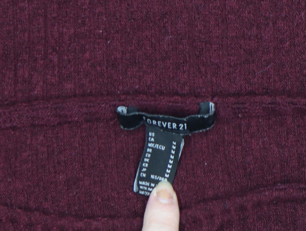 Forever 21 Womens Wine Red Jumper Size M Long Sleeve Knit Top