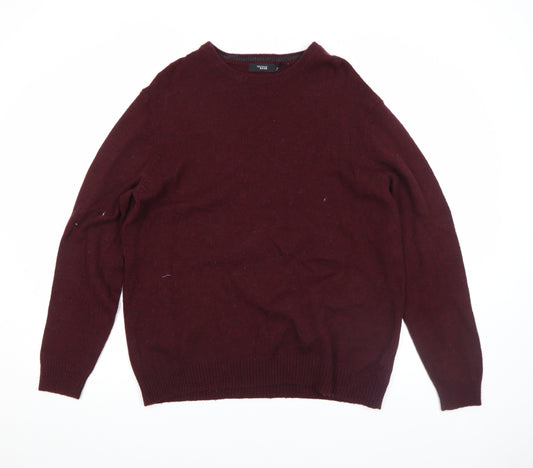 Thomas Nash Men's Red Wool Blend Crew Neck Jumper XL