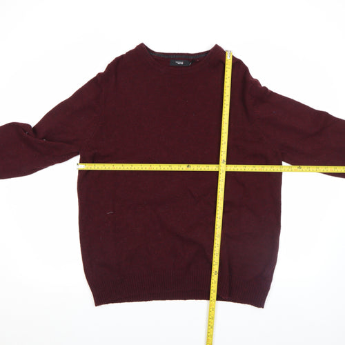 Thomas Nash Men's Red Wool Blend Crew Neck Jumper XL