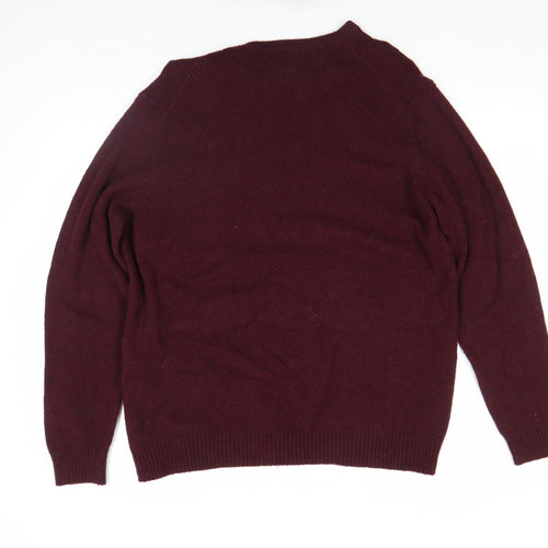 Thomas Nash Men's Red Wool Blend Crew Neck Jumper XL