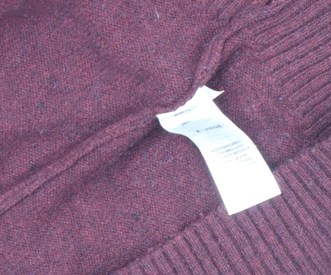 Thomas Nash Men's Red Wool Blend Crew Neck Jumper XL