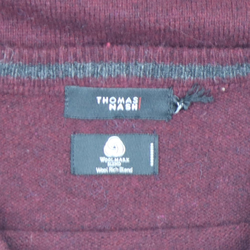Thomas Nash Men's Red Wool Blend Crew Neck Jumper XL