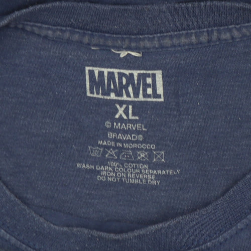 Marvel Men's Blue Deadpool Graphic Print Cotton T-Shirt XL