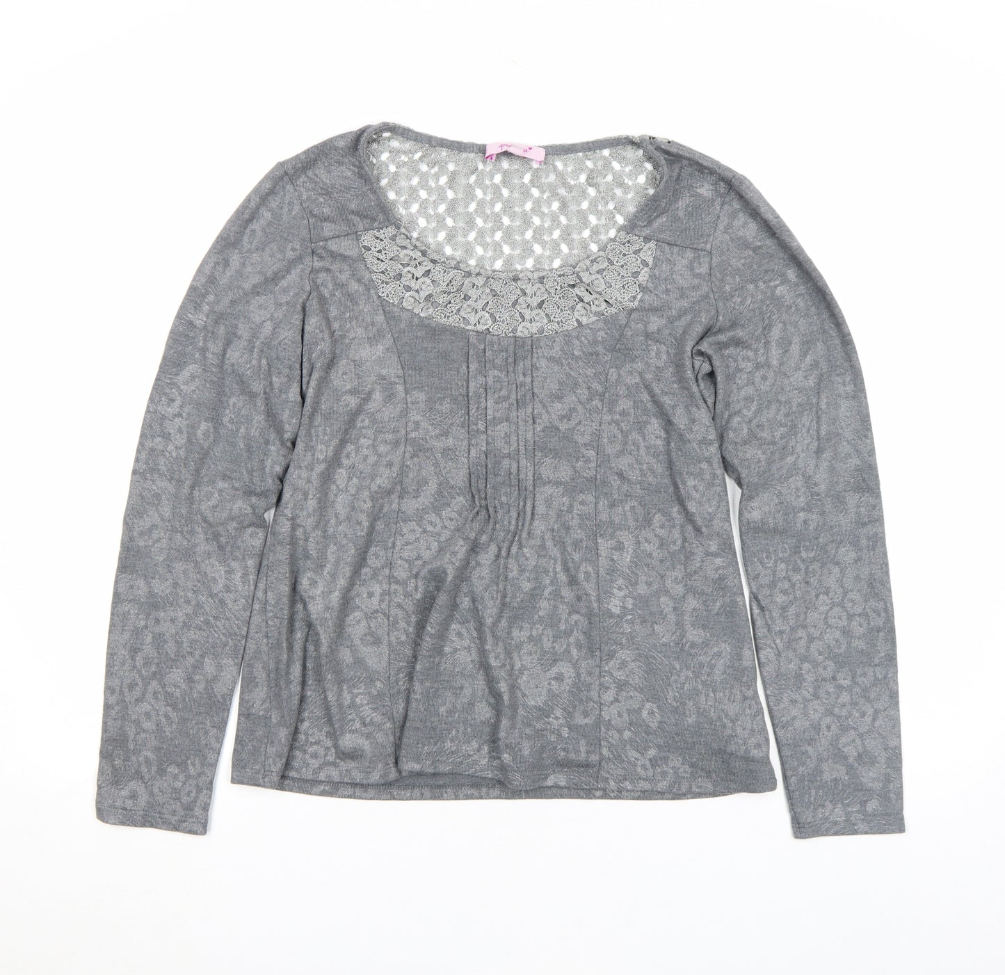 Marks and Spencer Per Una Womens Grey Animal Lace Tunic Top Size 12