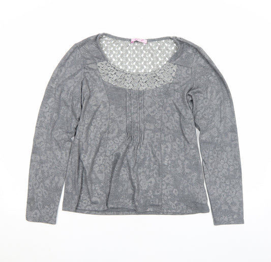 Marks and Spencer Per Una Womens Grey Animal Lace Tunic Top Size 12