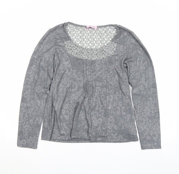 Marks and Spencer Per Una Womens Grey Animal Lace Tunic Top Size 12